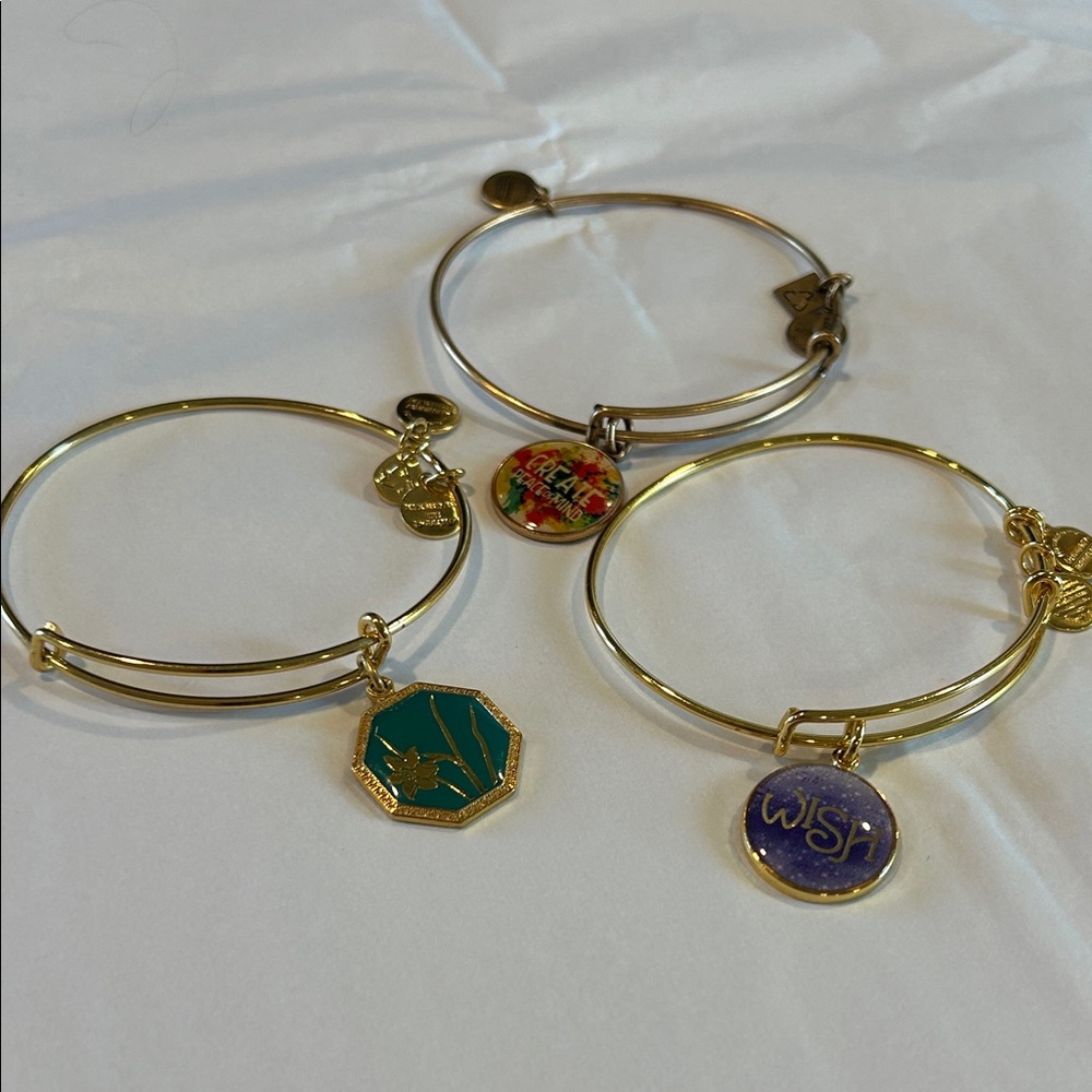 Alex and Ani Gold Bracelets with Colorful Charms